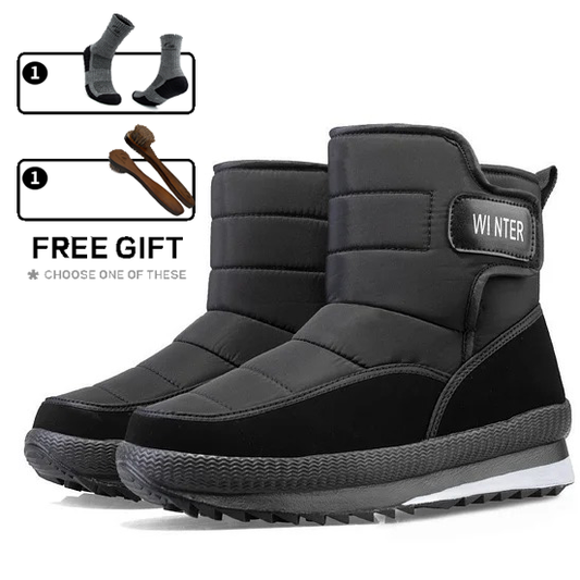 (Limited Time Sale 70%off)Men's Thick Warm Orthopedic Support Wide Toe Snow Boots Non-slip Waterproof Anti-skid Fur Lined Winter Boots