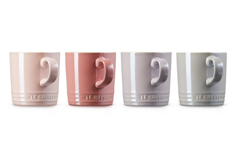 Stoneware Metallics Set of 4 Mugs Pastel