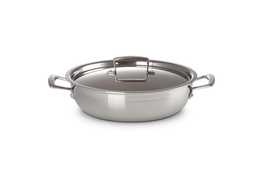 3-ply Stainless Steel Shallow Casserole with Lid
