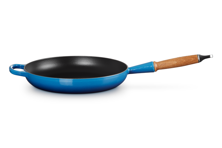 Cast Iron Frying Pan with Wooden Handle