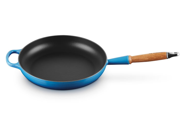 Cast Iron Frying Pan with Wooden Handle