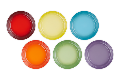 Stoneware Rainbow Set of 6 Dinner Plates