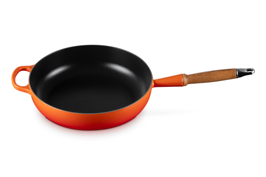 Cast Iron Saute Pan with Wooden Handle 28CM