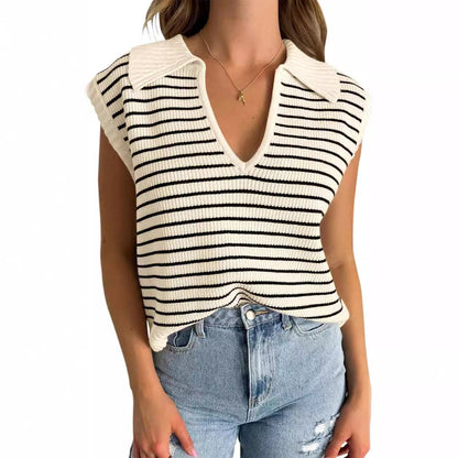 Women's V-Neck Sleeveless Striped Top (Buy 2 Free Shipping)
