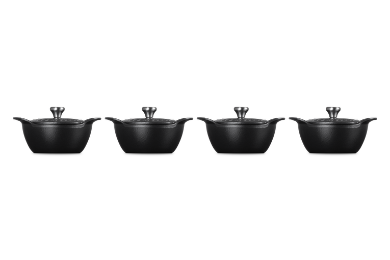 Cast Iron Gourmand Set of 4 Mini Casseroles with Lids