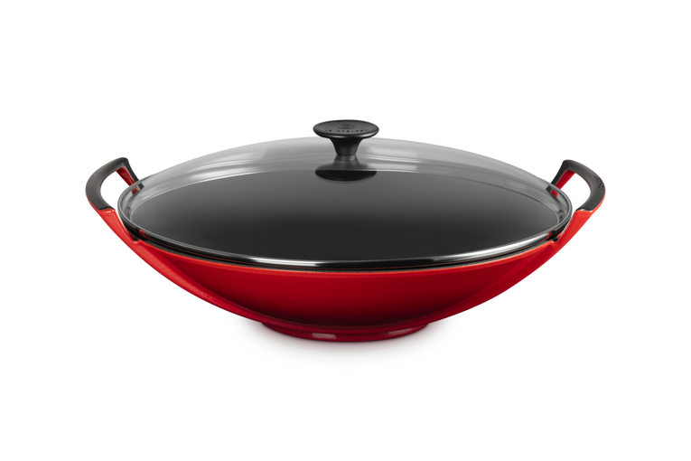 Cast Iron Wok with Glass Lid