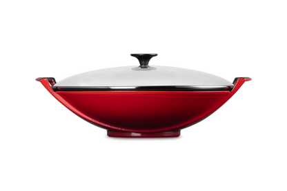 Cast Iron Wok with Glass Lid