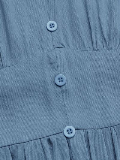 Perfee Ruched Decor Button Slit Sleeveless Midi Dress